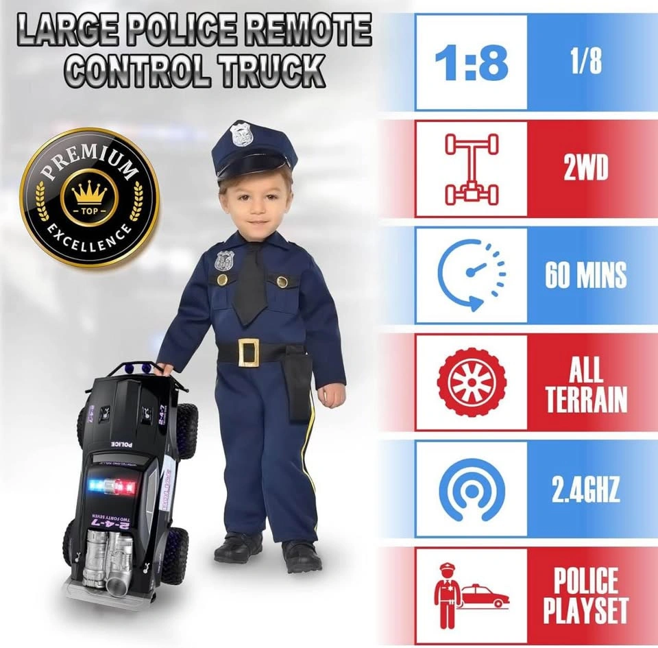 Carox 1:8 RC Police Truck w/ 3 Batteries - photo 3