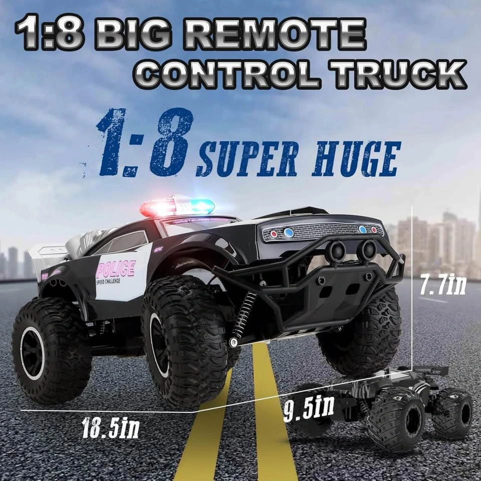 Carox 1:8 RC Police Truck w/ 3 Batteries - photo 4
