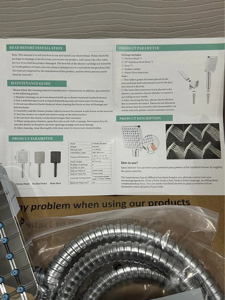 NEW COBBE Chrome Handheld Shower Head with 1.5m Hose - photo 2
