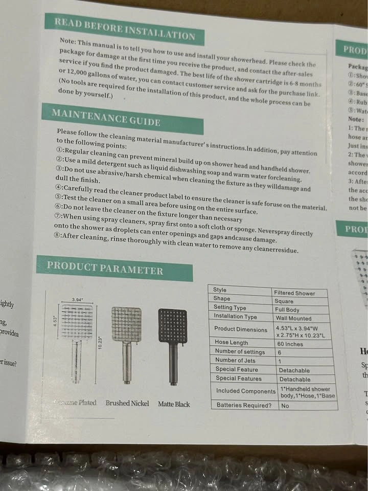 NEW COBBE Chrome Handheld Shower Head with 1.5m Hose - photo 4