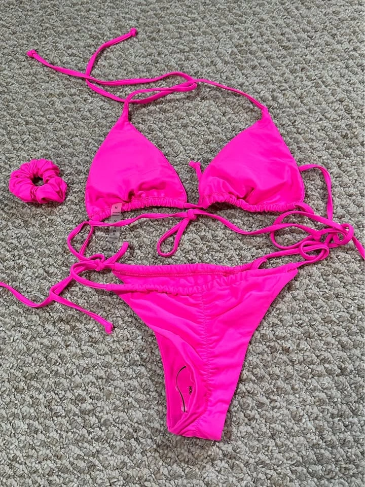NEW Neon Pink Bikini Set Scrunchie - photo 2