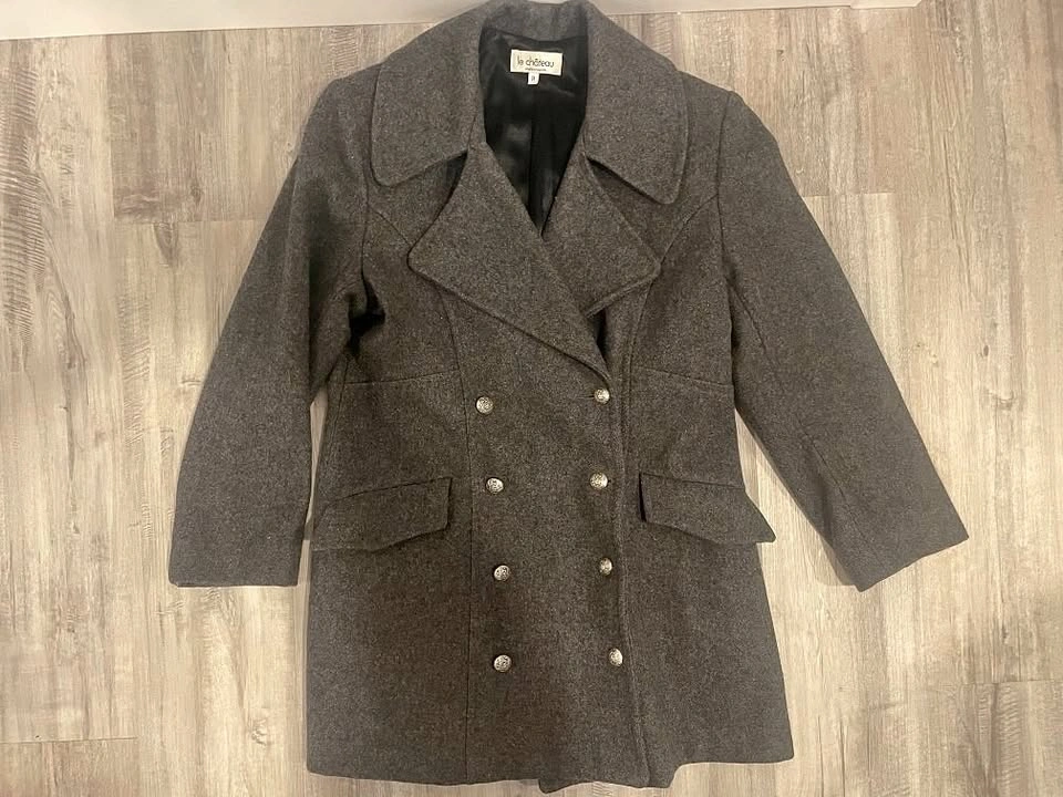 Women's Le Chateau Wool Double-Breasted Pea Coat (Sz Med)