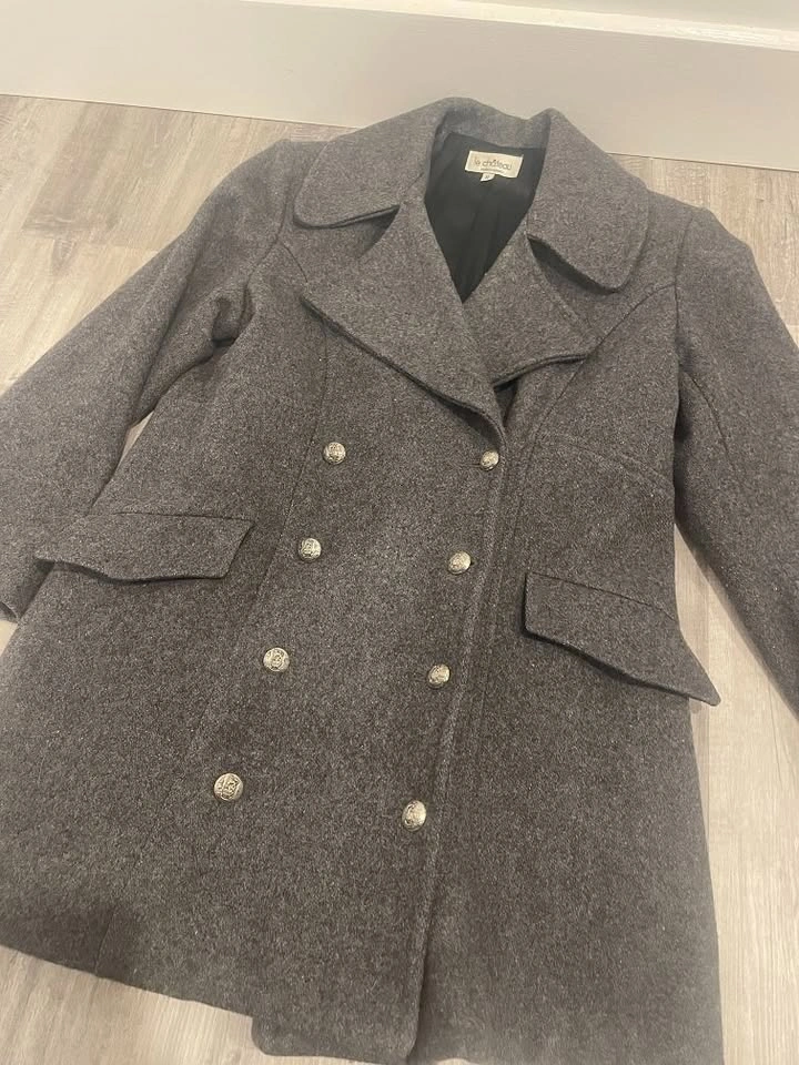 Women's Le Chateau Wool Double-Breasted Pea Coat (Sz Med) - photo 2
