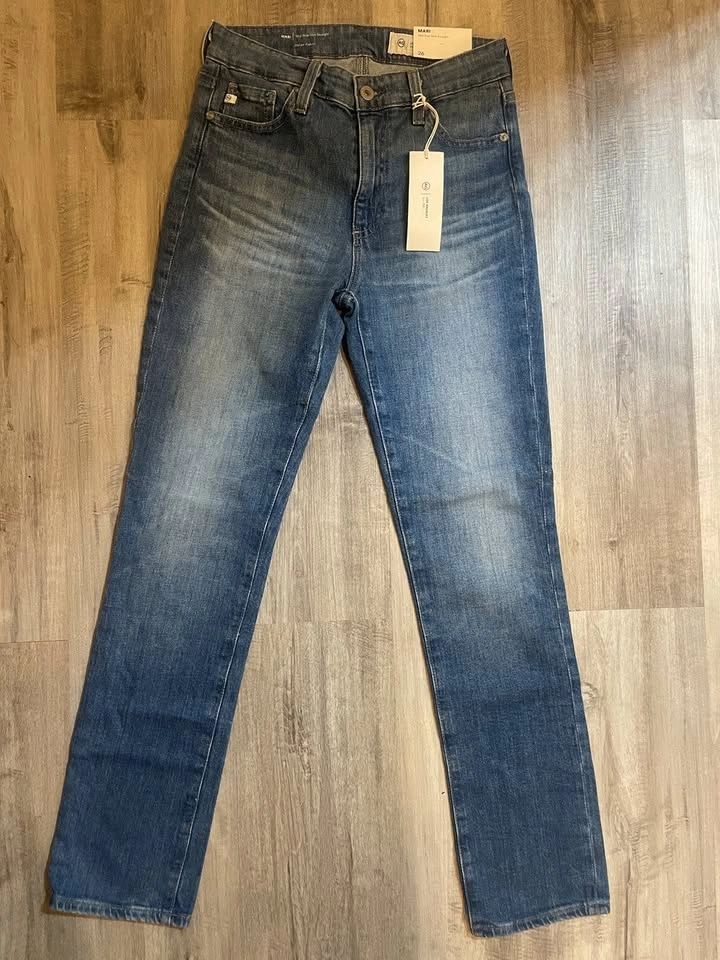 NWT AG Women's Mari Mid Rise Slim Straight Jeans (Reg. $327) - photo 3