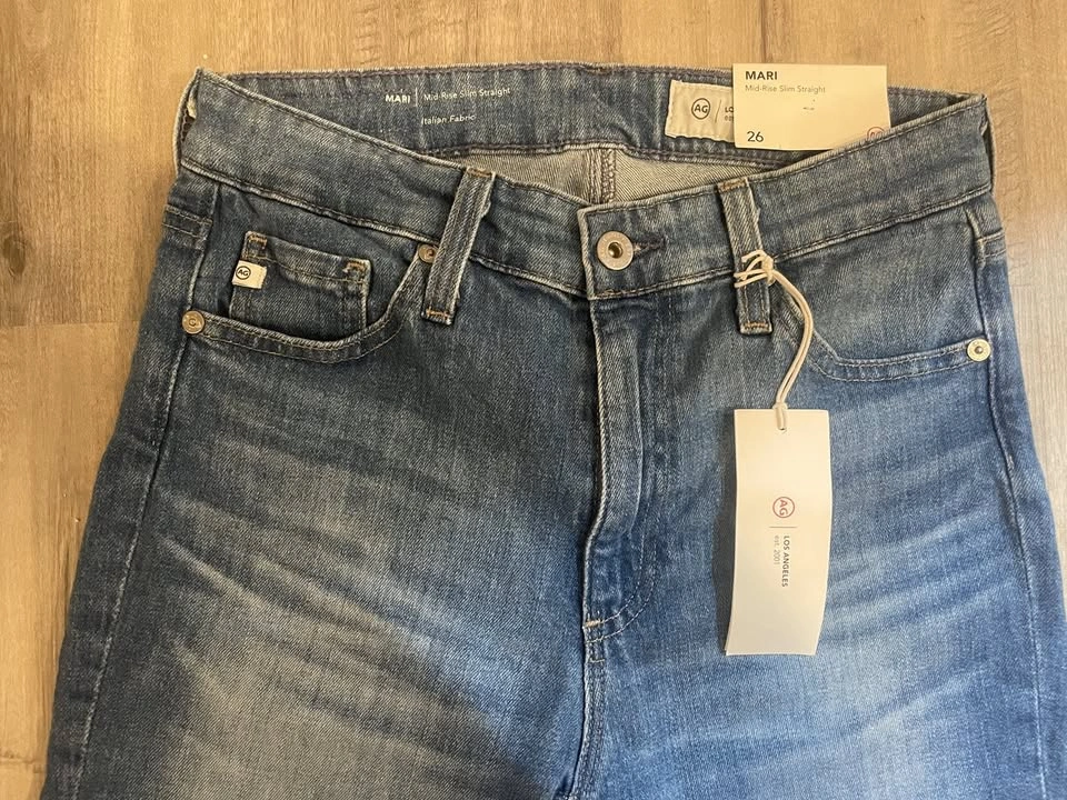 NWT AG Women's Mari Mid Rise Slim Straight Jeans (Reg. $327) - photo 4