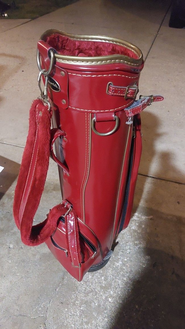 Rare Exclusive Red Leather Golf Bag - photo 2
