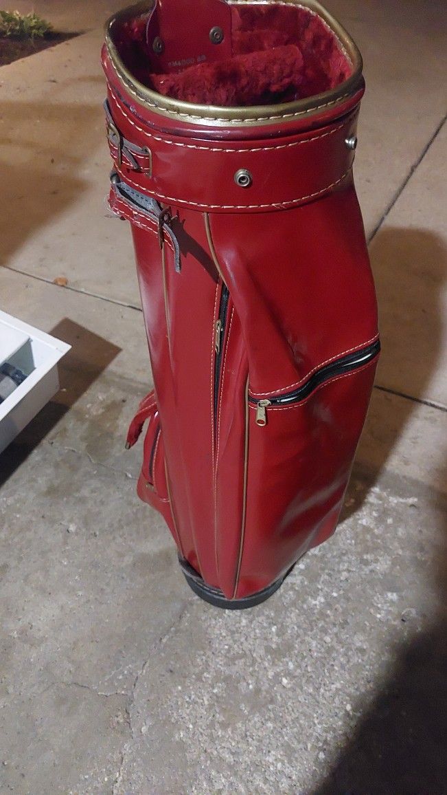 Rare Exclusive Red Leather Golf Bag - photo 3