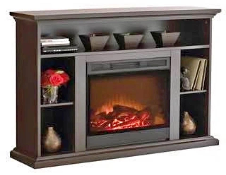 Dark Brown Electric Fireplace TV Stand