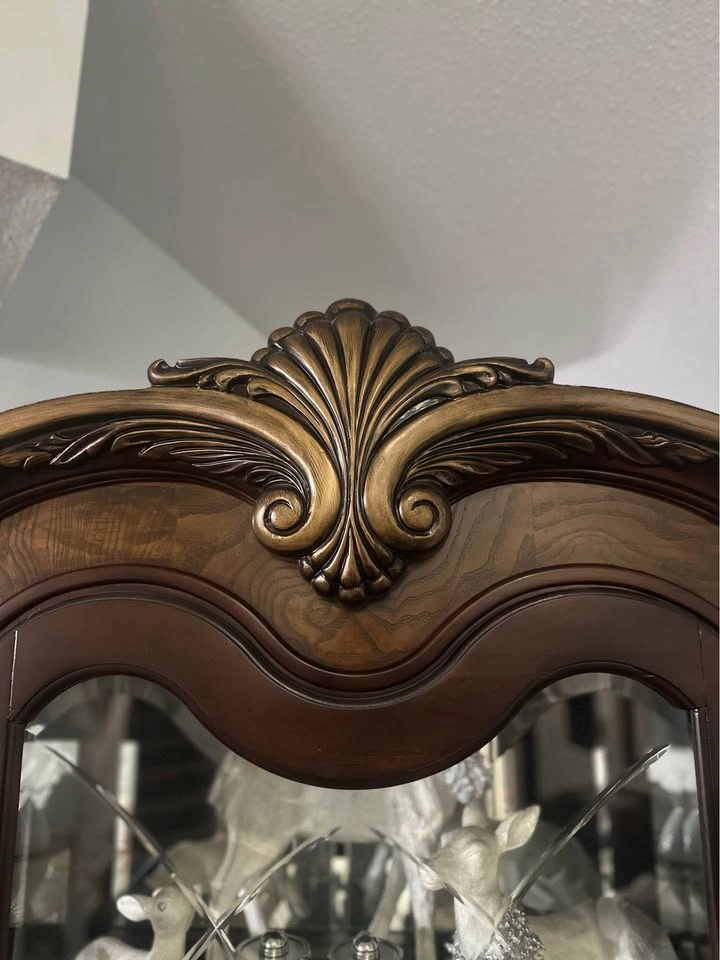 Solid Wood Display Cabinet / Hutch – Glass Doors – Dark Finish - photo 5