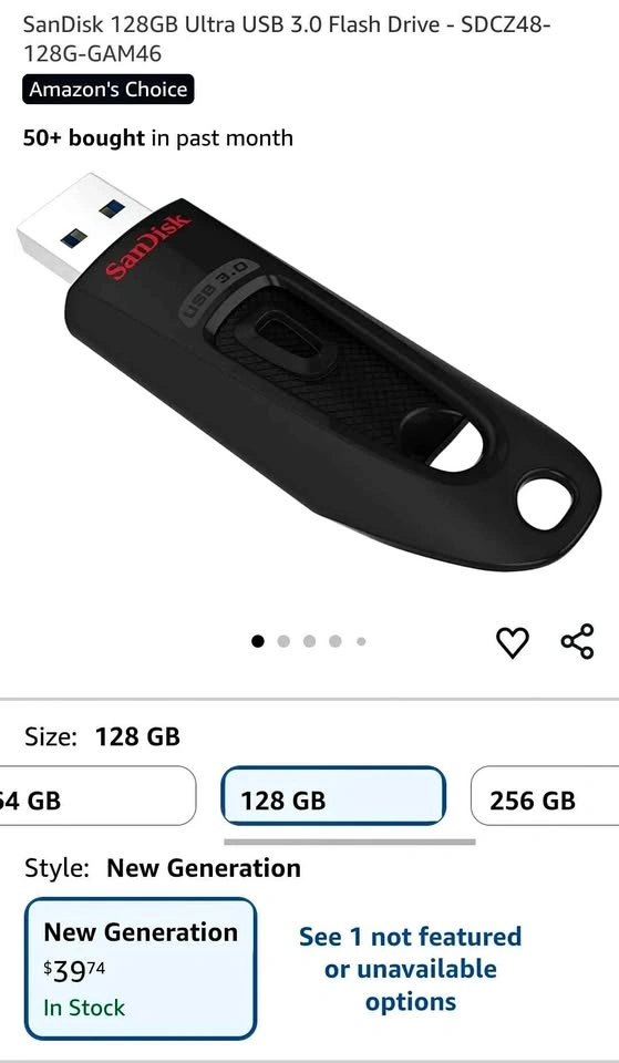 SanDisk 128GB Ultra USB 3.0 Flash Drive