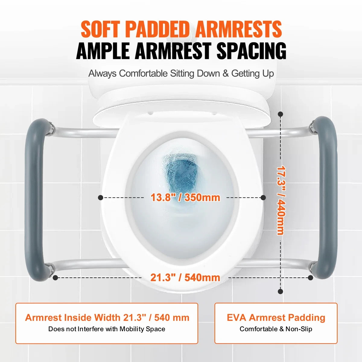 VEVOR Raised Toilet Seat 3.5" Height, 300 lbs Capacity for Round - photo 4