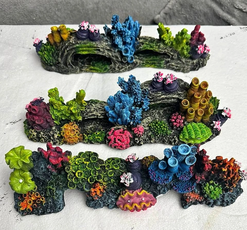 Stone and Coral Bubble Aquarium Ornament (Pack of 3)