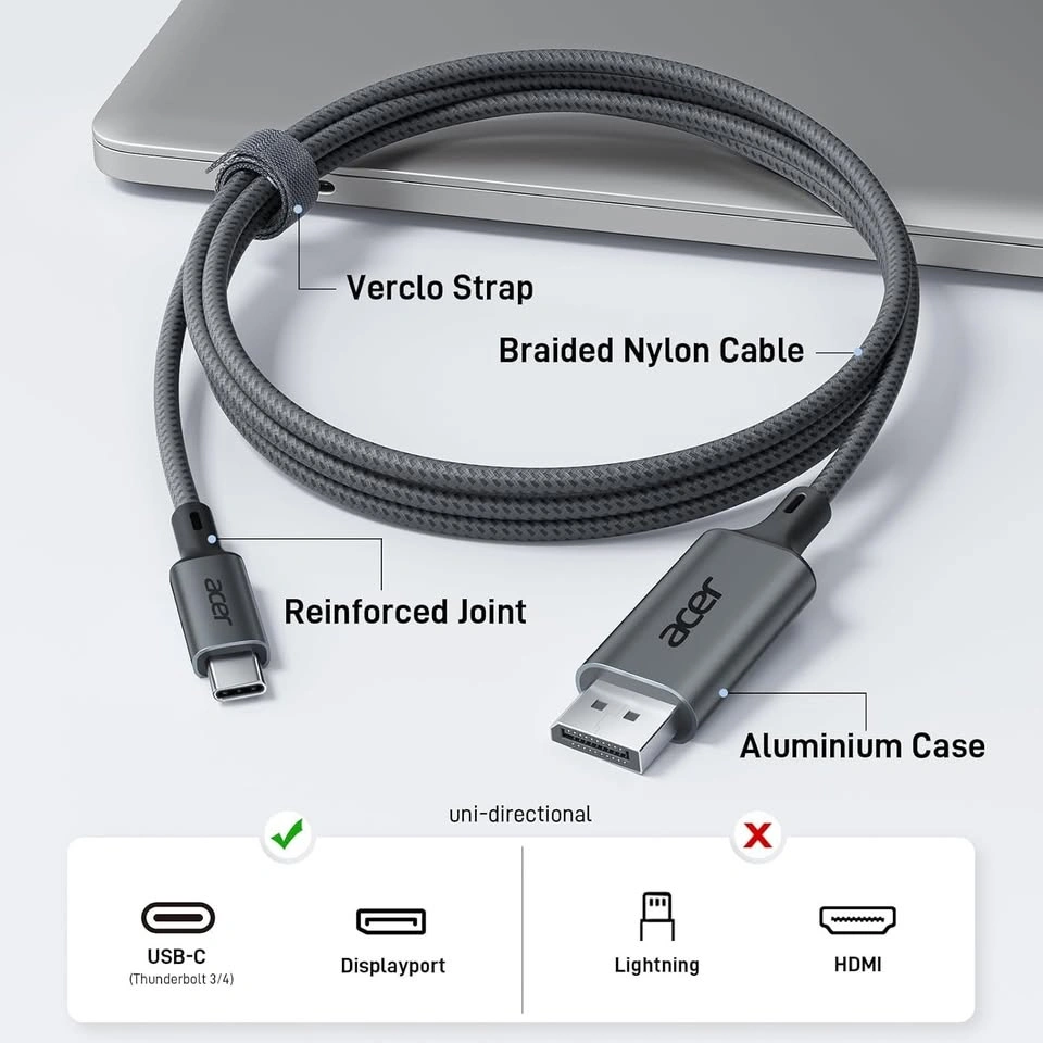 ACER USB C to DisplayPort Cable (6.6 FT) - photo 3