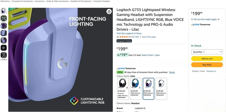 Logitech G733 Lightspeed Wireless Gaming Headset - photo 2