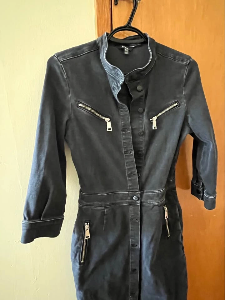 Stylish Dark Grey Denim Utility Dress - Size US 2R - photo 2