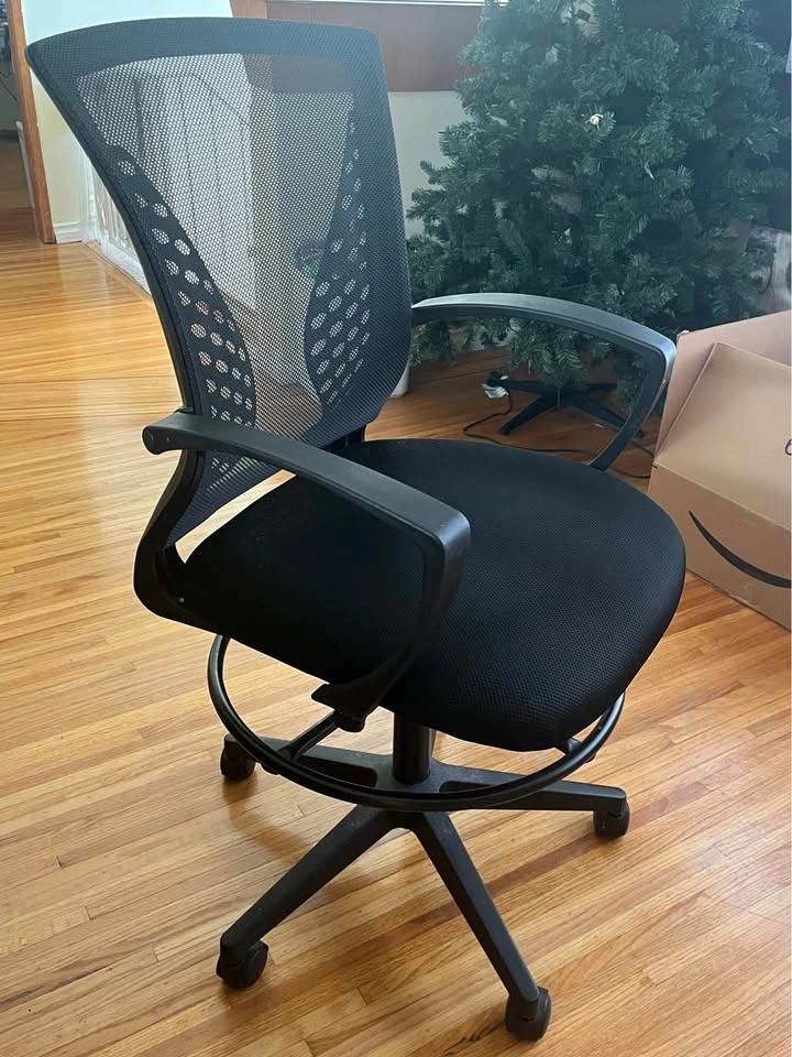 Black Mesh Drafting Chair - photo 2