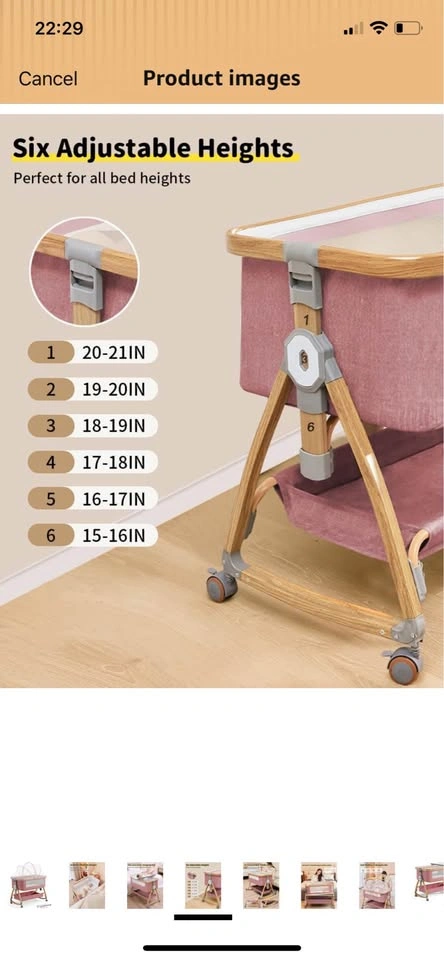 New Baby Bassinet Bedside Sleeper, Adjustable Bedside - photo 5