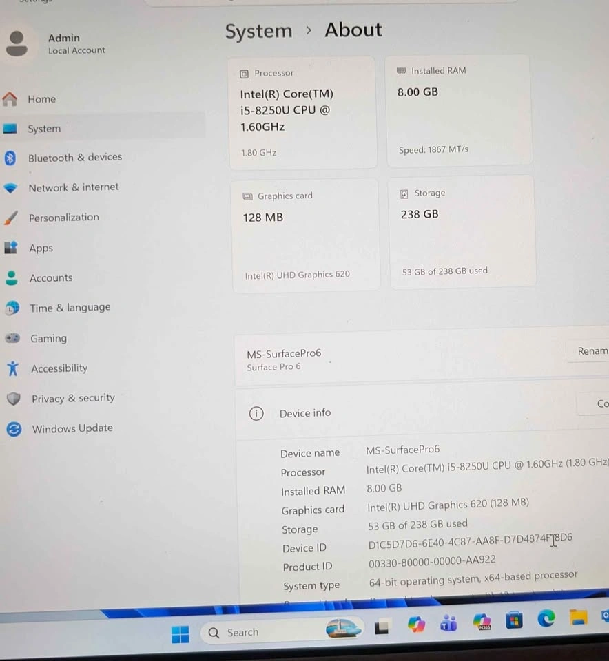 Microsoft Surface Pro 6 i5-8250U 8G/256G Win 11 Pro + Office - photo 3