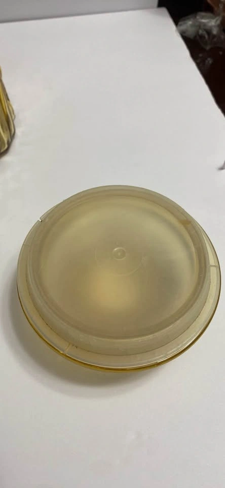 Vtg LE Smith Amber Glass Canister, Imperial Atterbury Scroll - photo 3