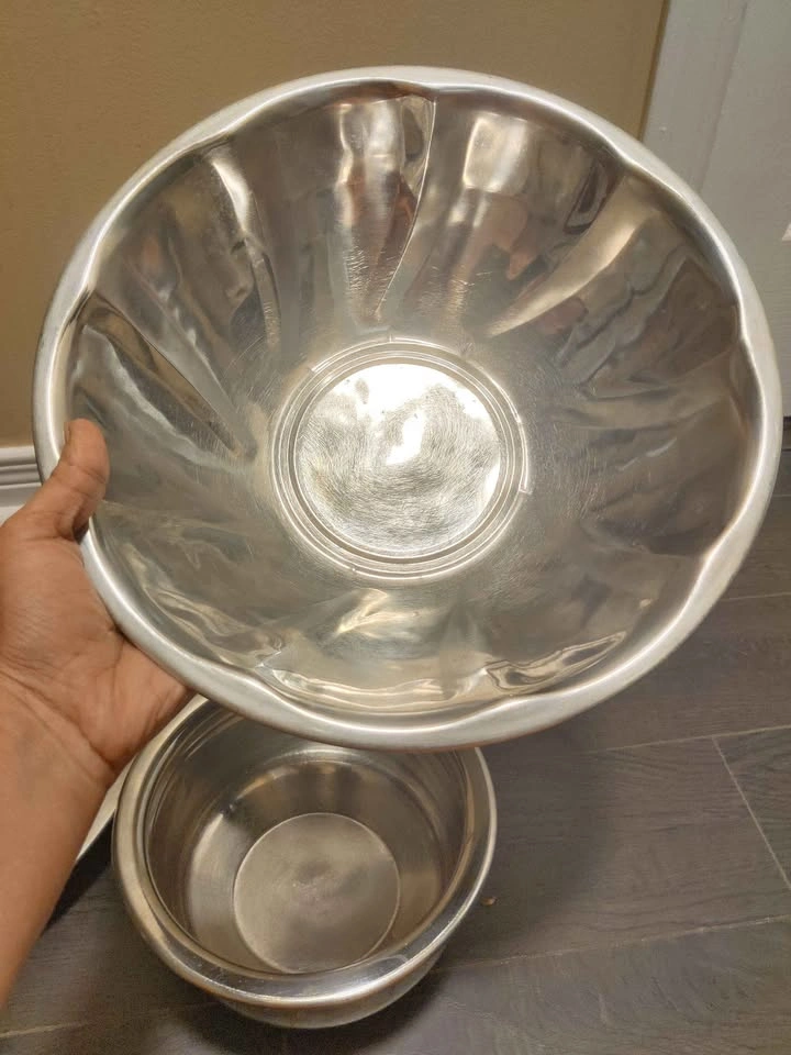 Used good large capacity 3 stainless steel bowls and plates - photo 4