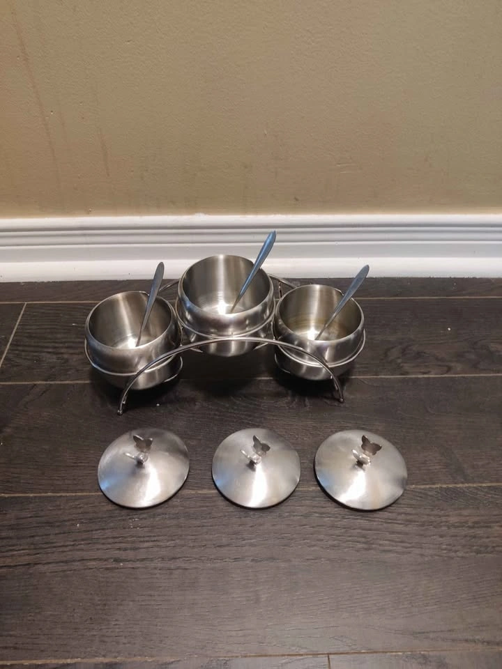 Used good condition stainless steel seasoning containers set - photo 2