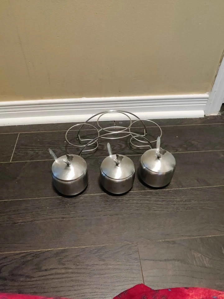 Used good condition stainless steel seasoning containers set - photo 5