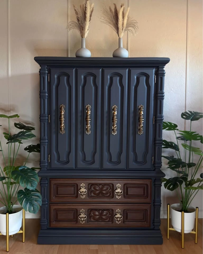 Refinished Moody Armoire Cabinet Dresser