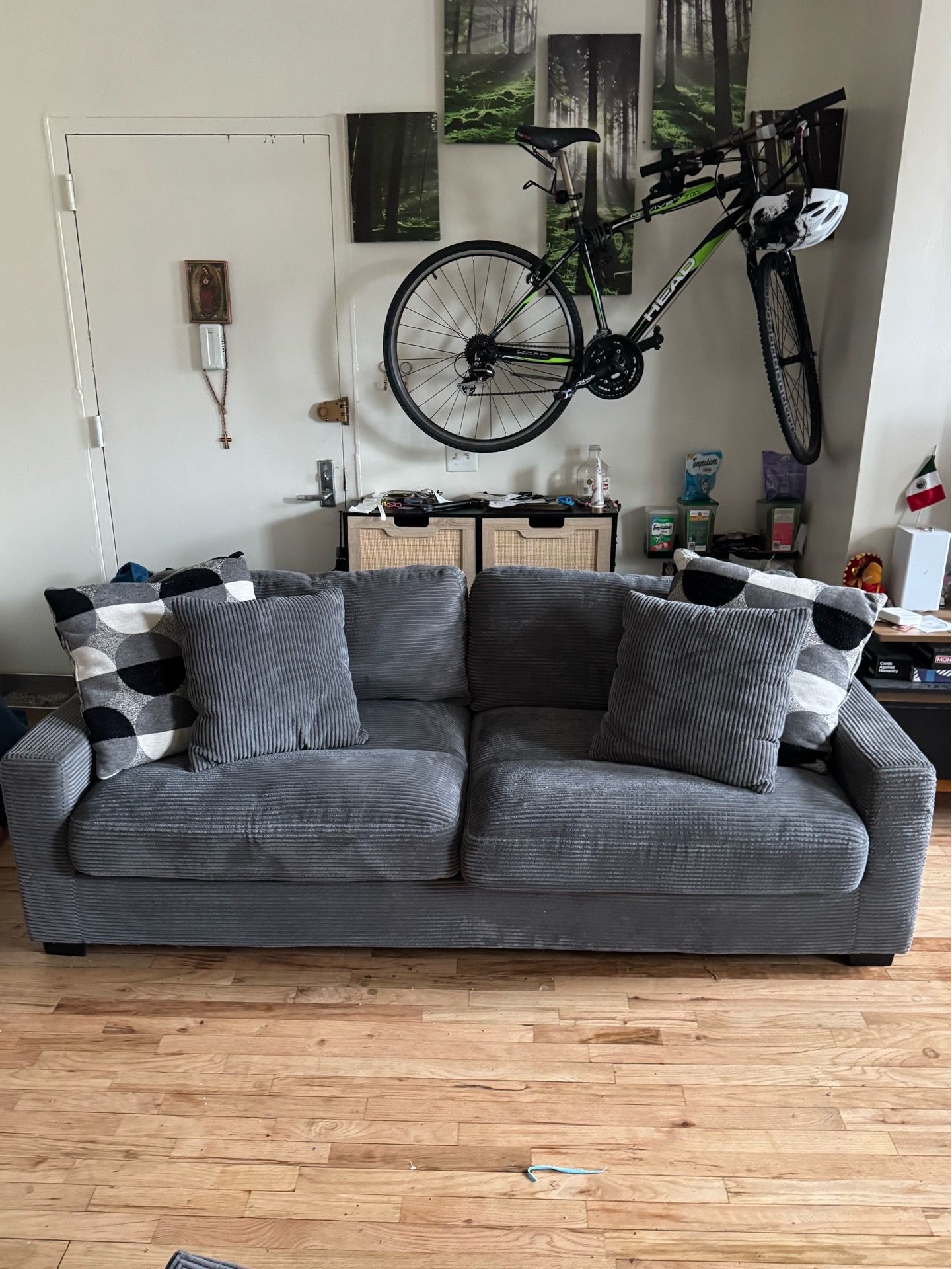 Grey 86 Inch Ribbed Fabric Sofa Chaise - photo 4