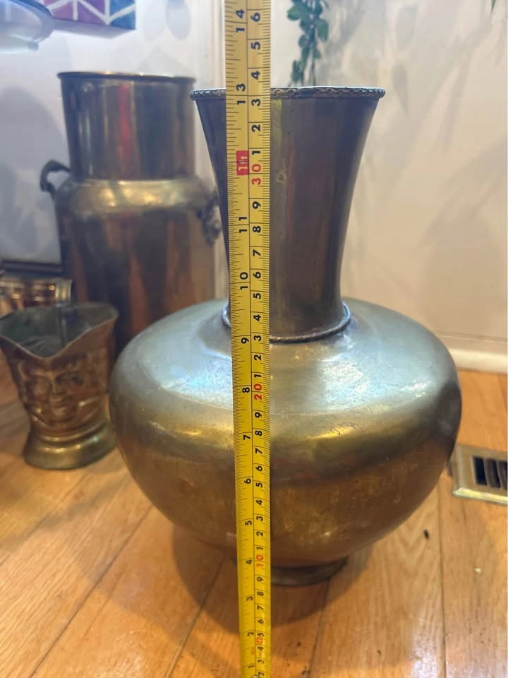 Vintage Handmade Large Genuine Brass Vase - photo 5