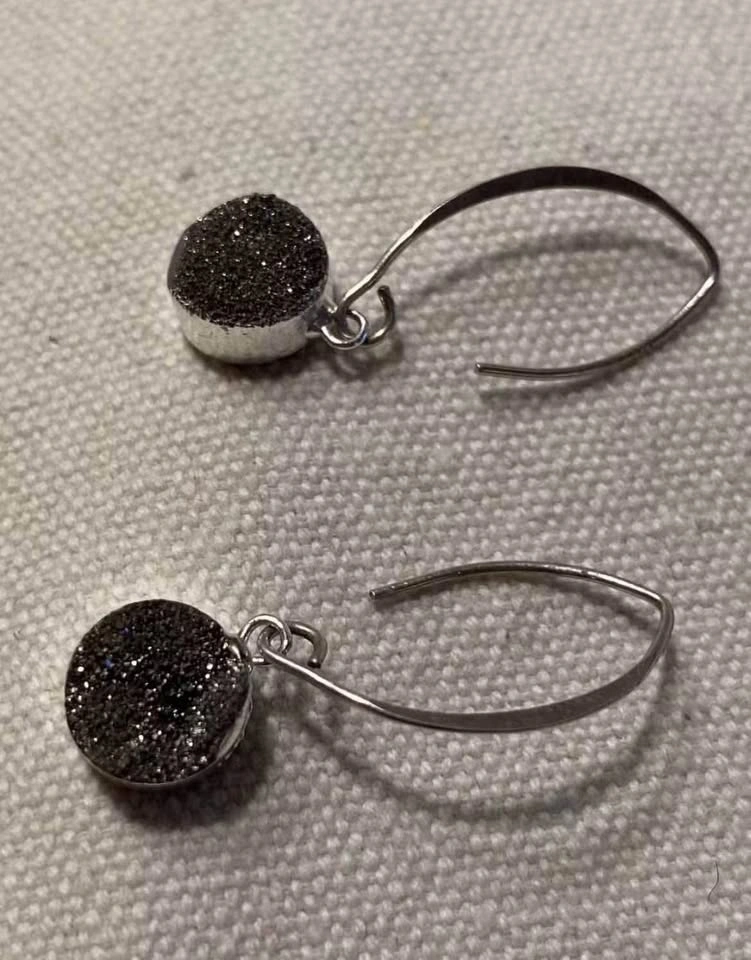 Vintage Swarovski Druzy Quartz Sterling Silver Dangle Earrings - photo 5