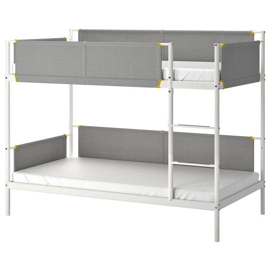 Bunk bed frame, white/light gray, Twin with Foam mattress