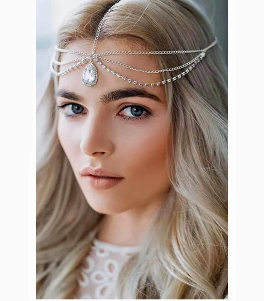Bohemian Head Chain Crystal Teardrop Forehead Chain Rhinestone H