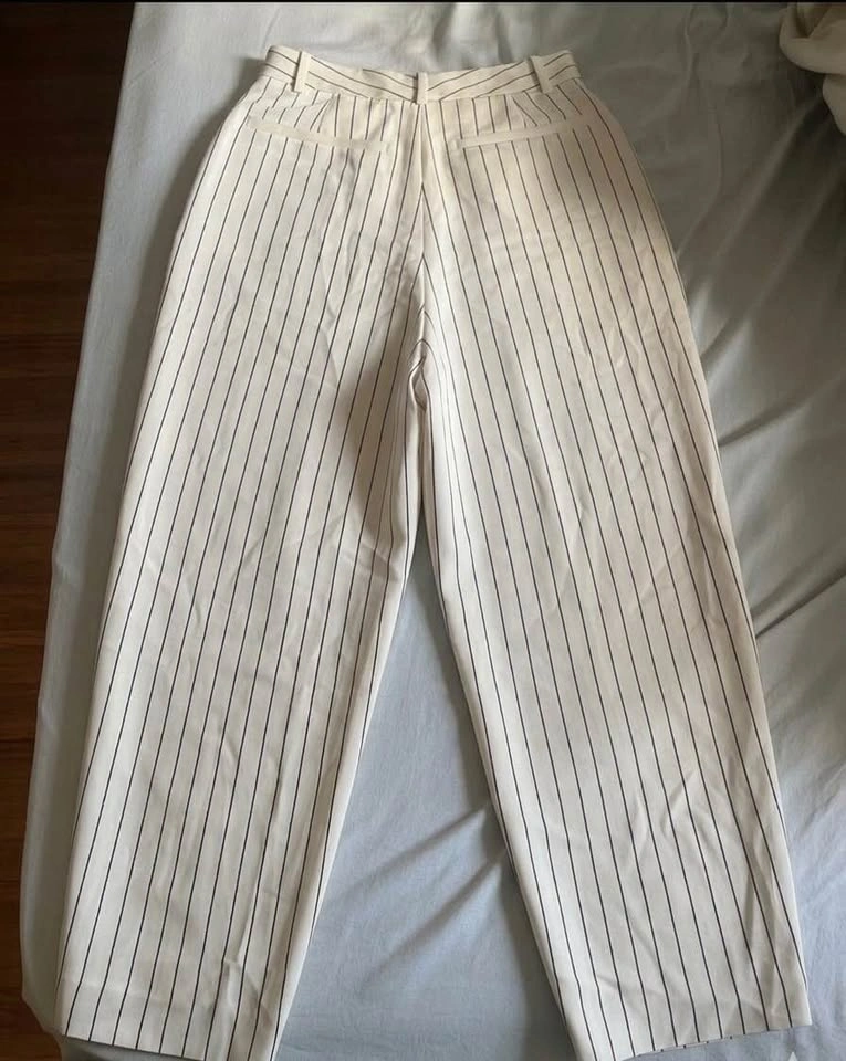 Aritzia BABATON Pinstripe Wide Leg Pants Size 4 - photo 2