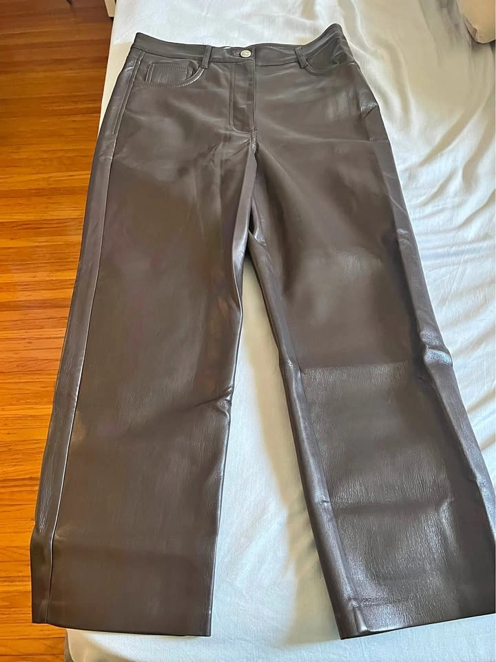 Aritzia Wilfred Brown Faux Leather Pants Size 4
