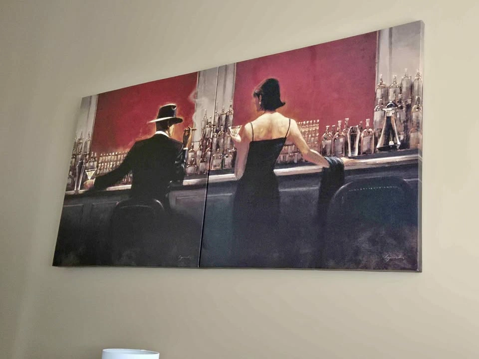 2 x 36" sq. Couple in a Bar picture