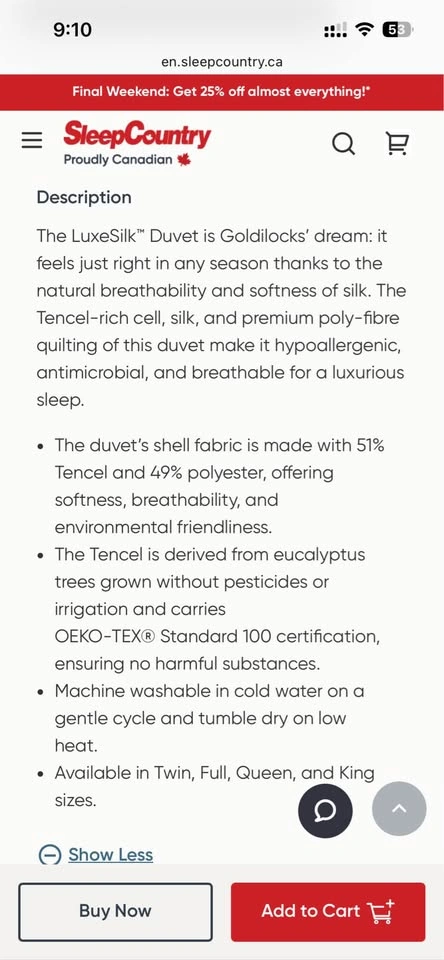 Sleep Country LuxeSilk Duvet Queen - photo 4