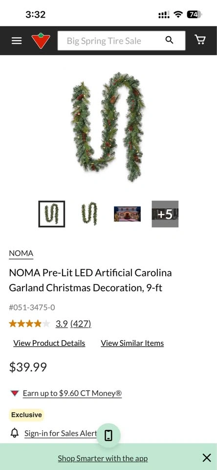 NOMA Pre-Lit LED Christmas Garland 9-ft - photo 2