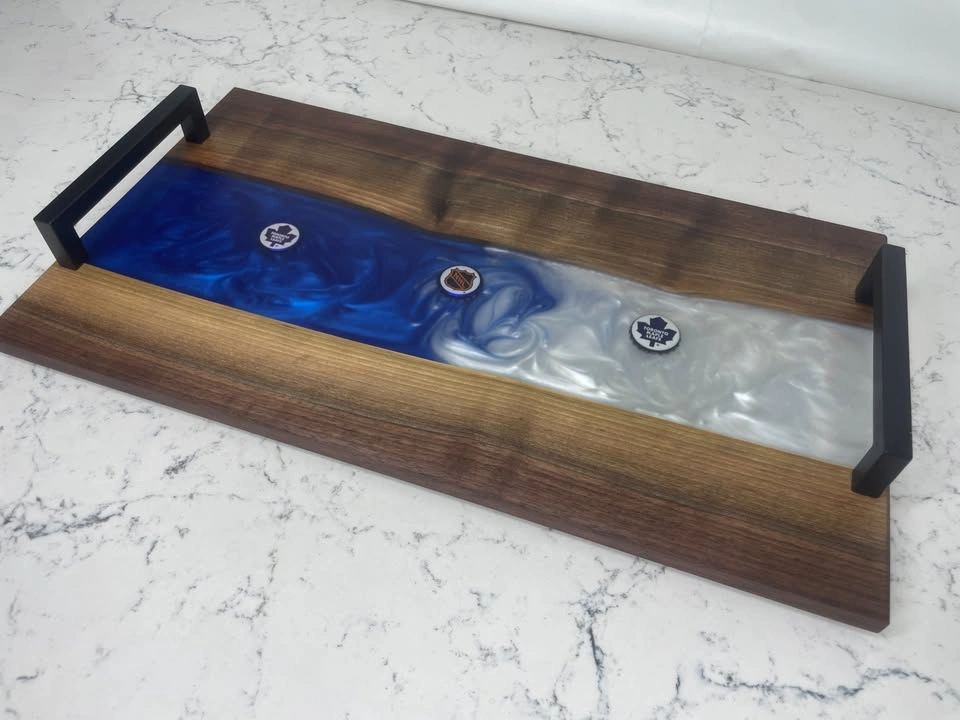 Toronto Maple Leaf Beer Cap Live Edge Charcuterie Board w/ Epoxy - photo 2