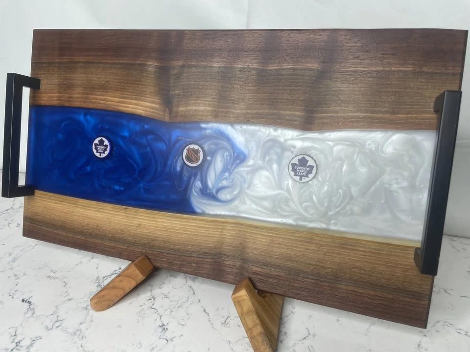 Toronto Maple Leaf Beer Cap Live Edge Charcuterie Board w/ Epoxy - photo 3
