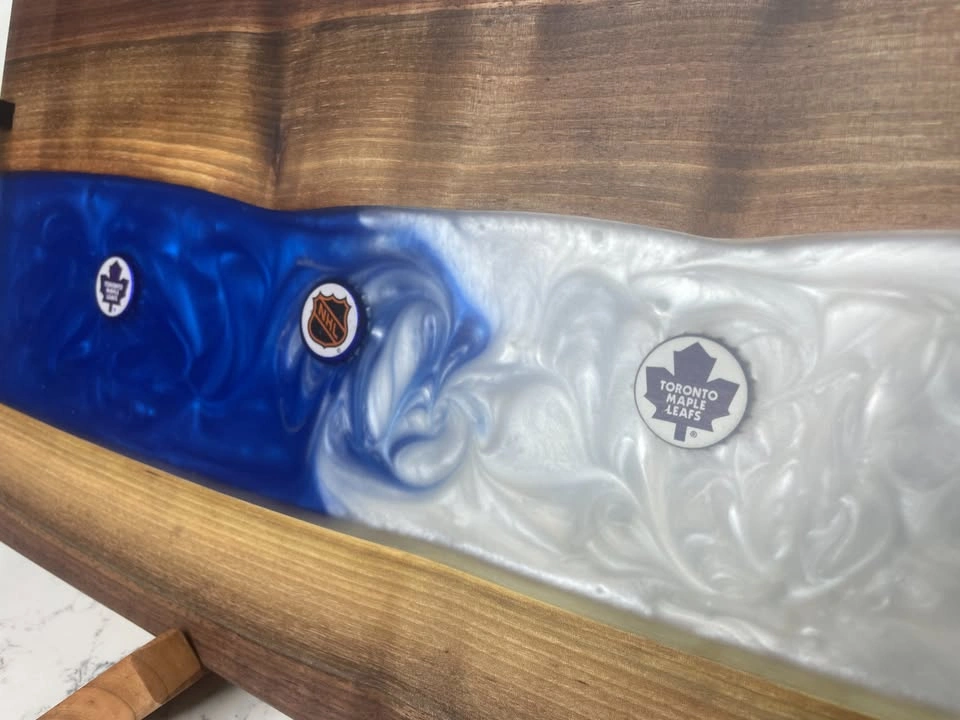 Toronto Maple Leaf Beer Cap Live Edge Charcuterie Board w/ Epoxy - photo 4