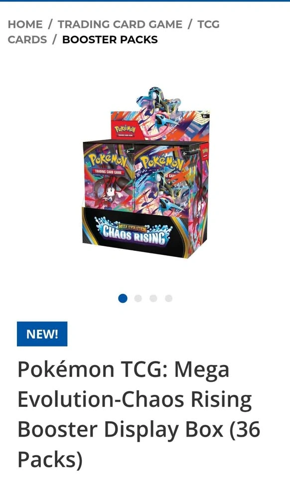 Pokemon TCG: Mega Evolution Chaos Rising Booster Box (36 Packs)