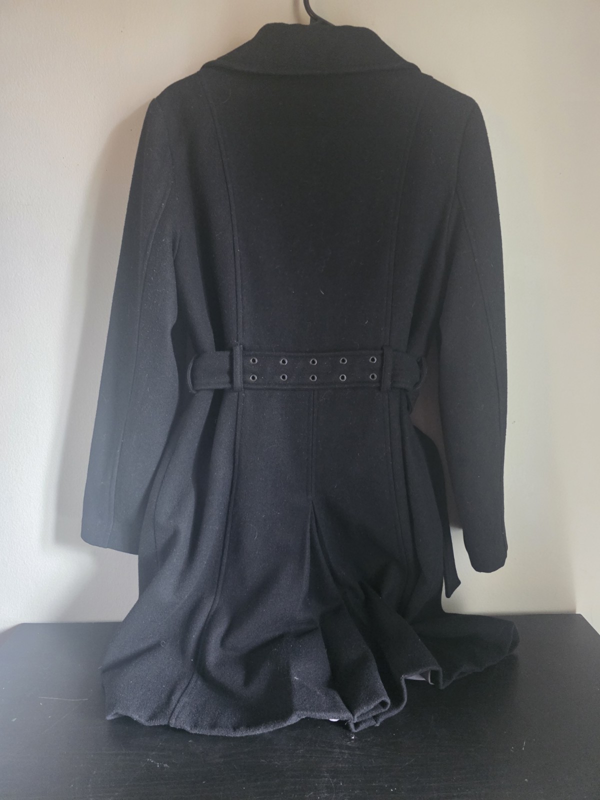 Calvin Klein Women's Black Wool Blend Belted Coat Size 8 - photo 2