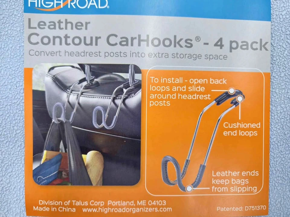 Brand new 4 Leather Contour Car Hooks