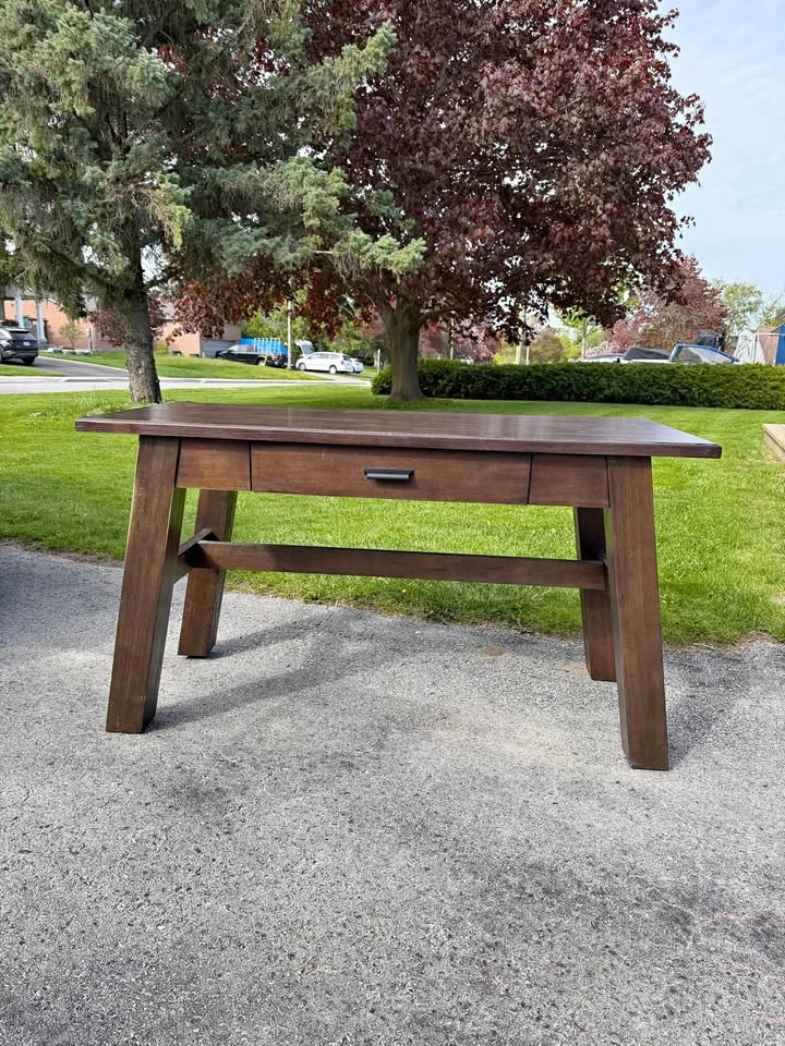 Dark Brown Wood Desk with Drawer