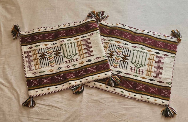 2 Handmade Berber Cushion Covers 40x60cm Boho Style