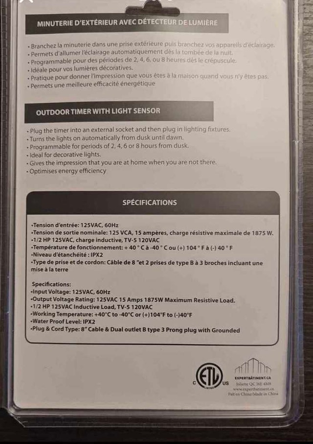 Mechanical Outdoor Timer with Light Sensor - photo 2