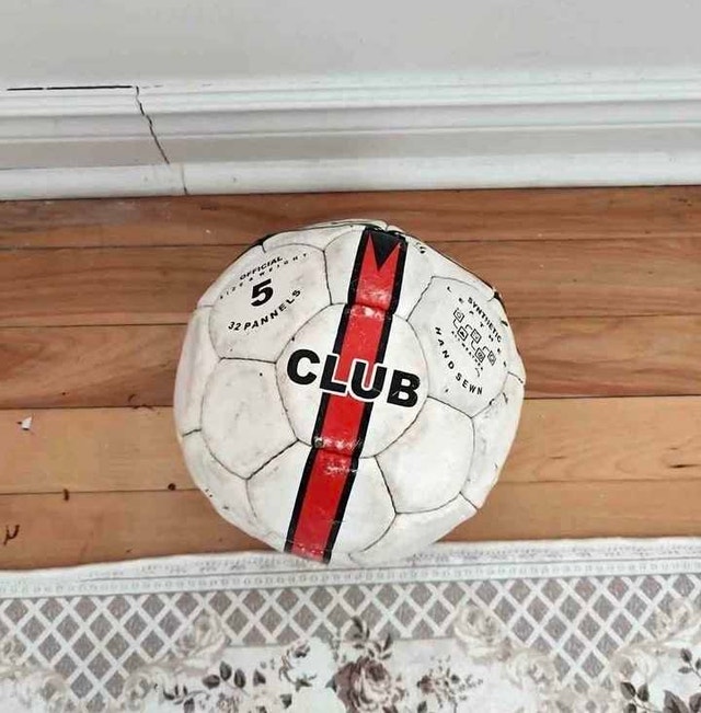 CLUB Size 5 Soccer Ball - White with Red Stripe