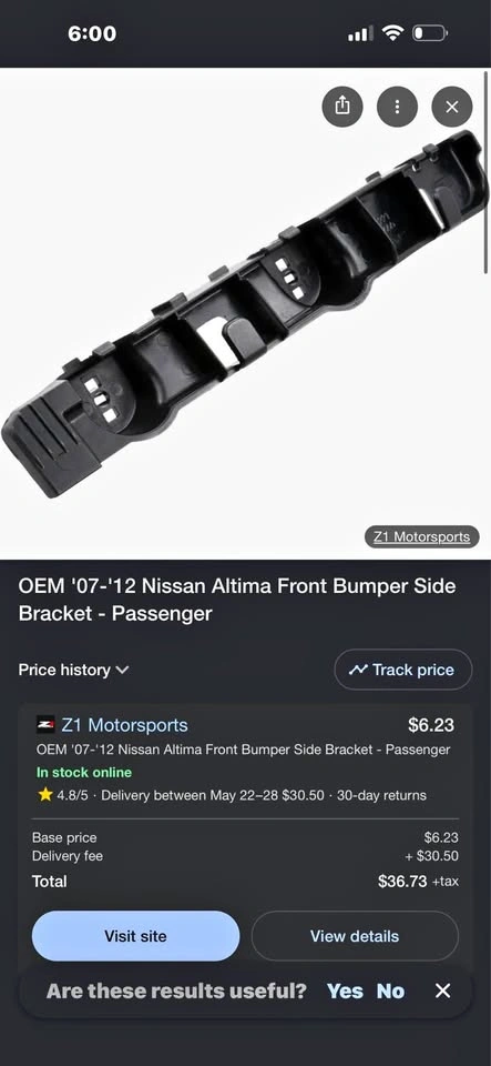 Nissan Altima Front Bumper Side Bracket (2007-2012)