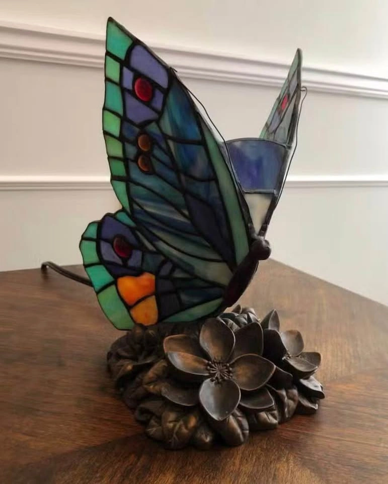 Vintage Tiffany Style Butterfly Table Lamp - photo 3