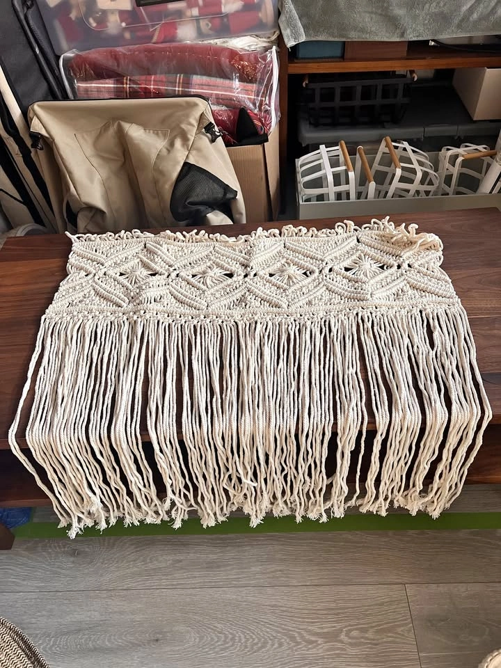 Boho macrame wall art piece - white